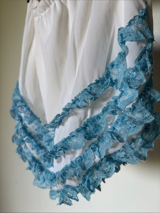 Vintage Other - Vintage Bloomers White with Teal Lace Trim